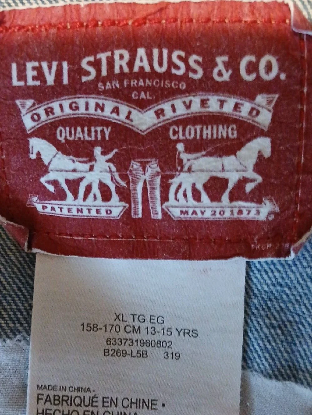 Levi's Light Blue Denim Jacket with Red & Blue Hello Kitty Embroidery